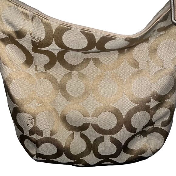 Coach Gold Monogram C Shoulder Bag Large 13” X 12 1/2” Never Used. Authentic - Picture 7 of 10